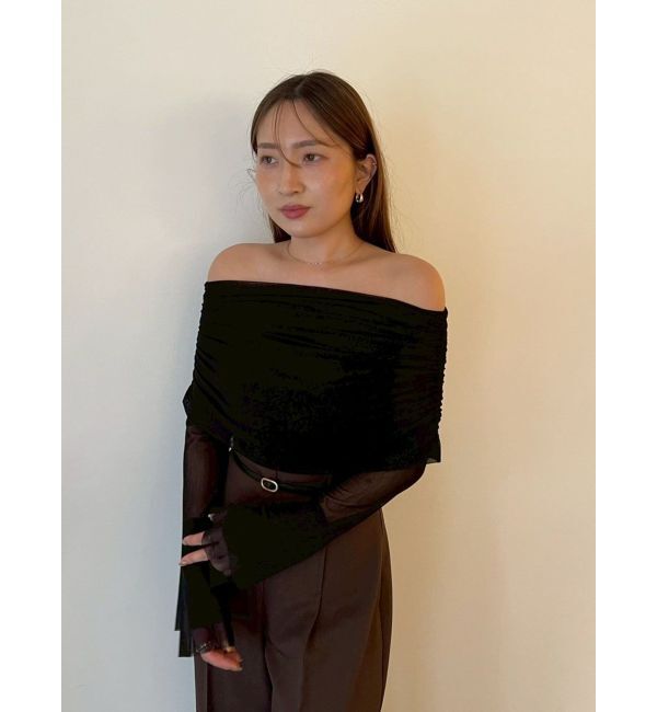 LAGUNAMOON「フレアスリーブオフショルチュールトップス」|Tシャツ・カットソー|