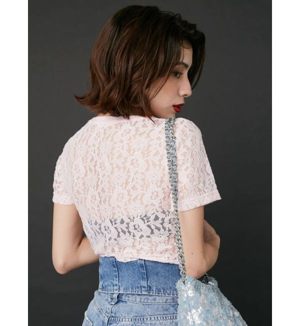 EVRIS「ワンポイントバックレースTシャツ」|Tシャツ・カットソー|