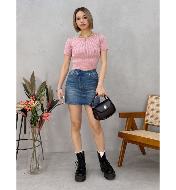 EVRIS「クロスウエストリボンデニムミニスカート【セットアップ着用可能】」|スカート|