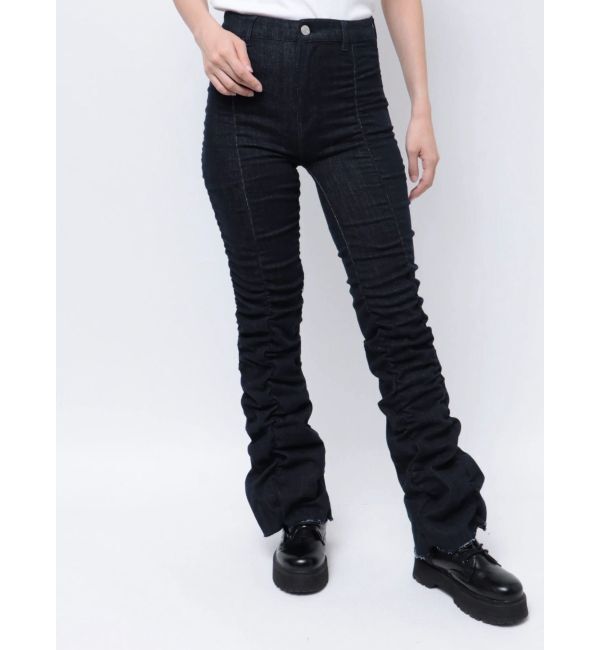 jouetie「ギャザーフレアパンツ」|デニム|