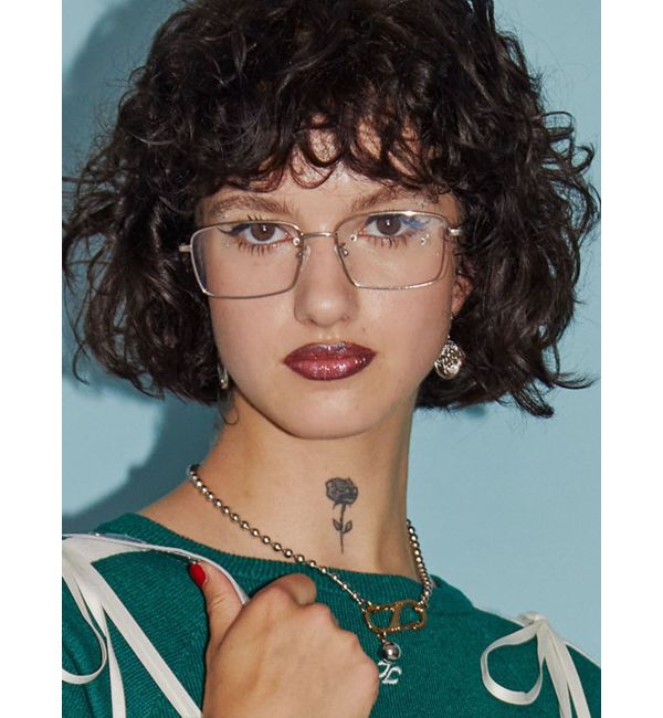 jouetie「メタルフレームスリムスクエアグラス」|メガネ|シルバー