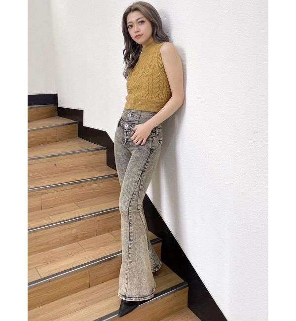 GYDA「NOUSノースリケーブルニットトップス」|ニット・セーター|