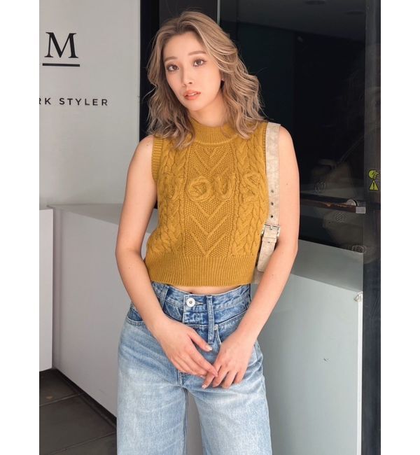 GYDA「NOUSノースリケーブルニットトップス」|ニット・セーター|