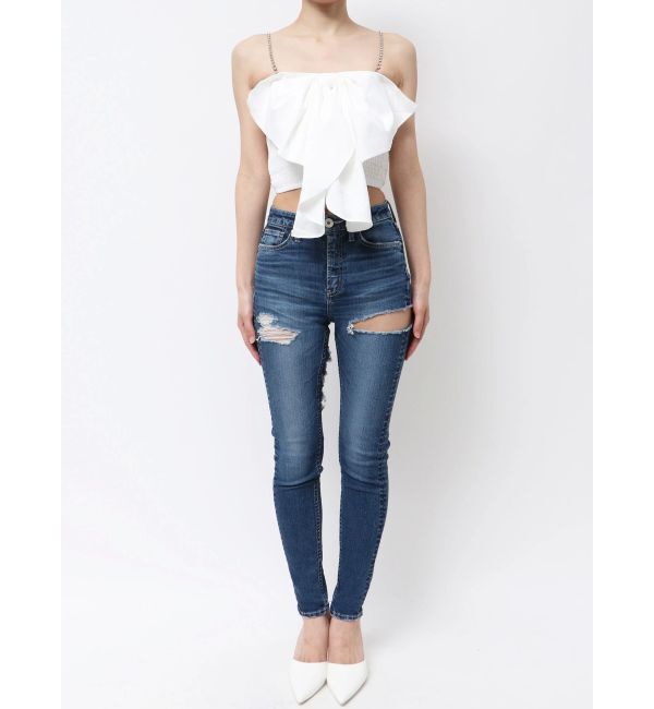 GYDA「ビジューストーンストラップ2WAYリボンブラウス」|シャツ・ブラウス|