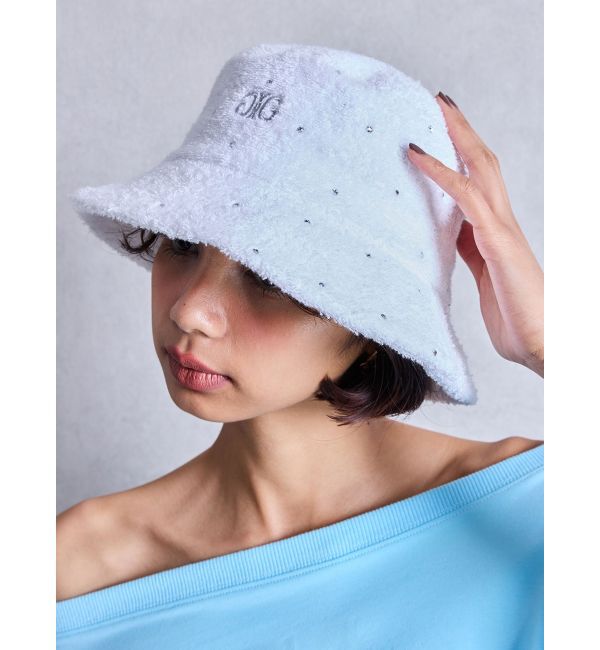 GYDA「ラインストーンパイルバケットハット」|ハット|