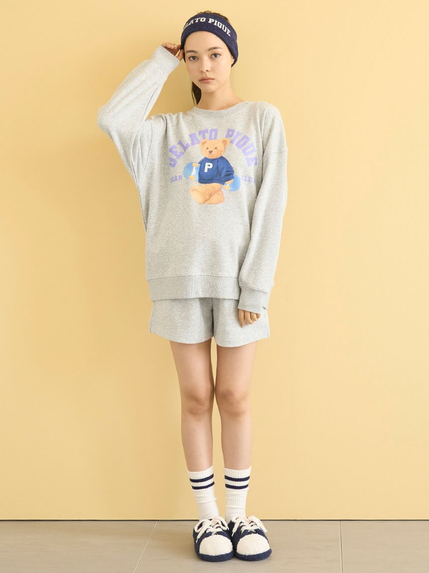 gelato pique「【ONLINE限定】スポーティーベア裏毛プルオーバー＆裏毛ショートパンツセット」|ルームウェア|