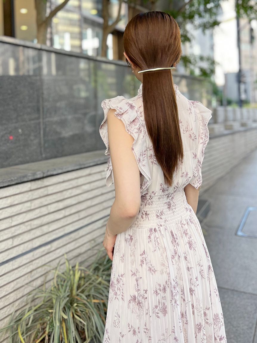 SNIDEL「【00サイズあり】プリントプリーツシャーリングワンピース」|ワンピース|