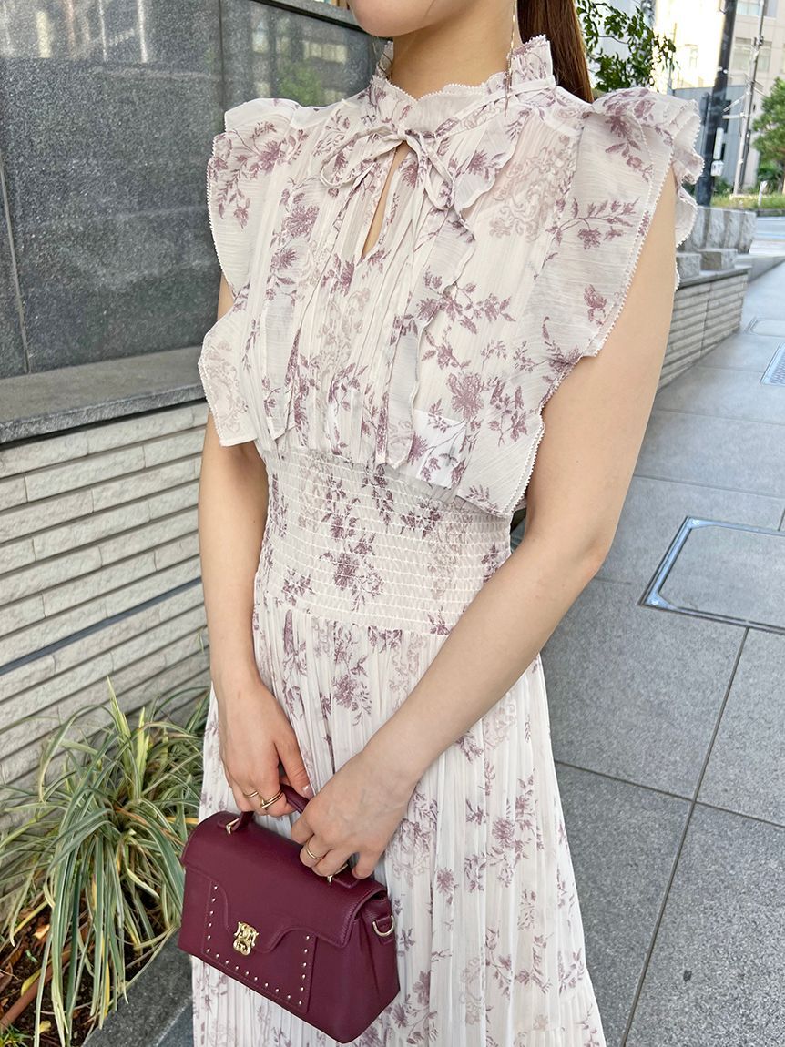 SNIDEL「【00サイズあり】プリントプリーツシャーリングワンピース」|ワンピース|