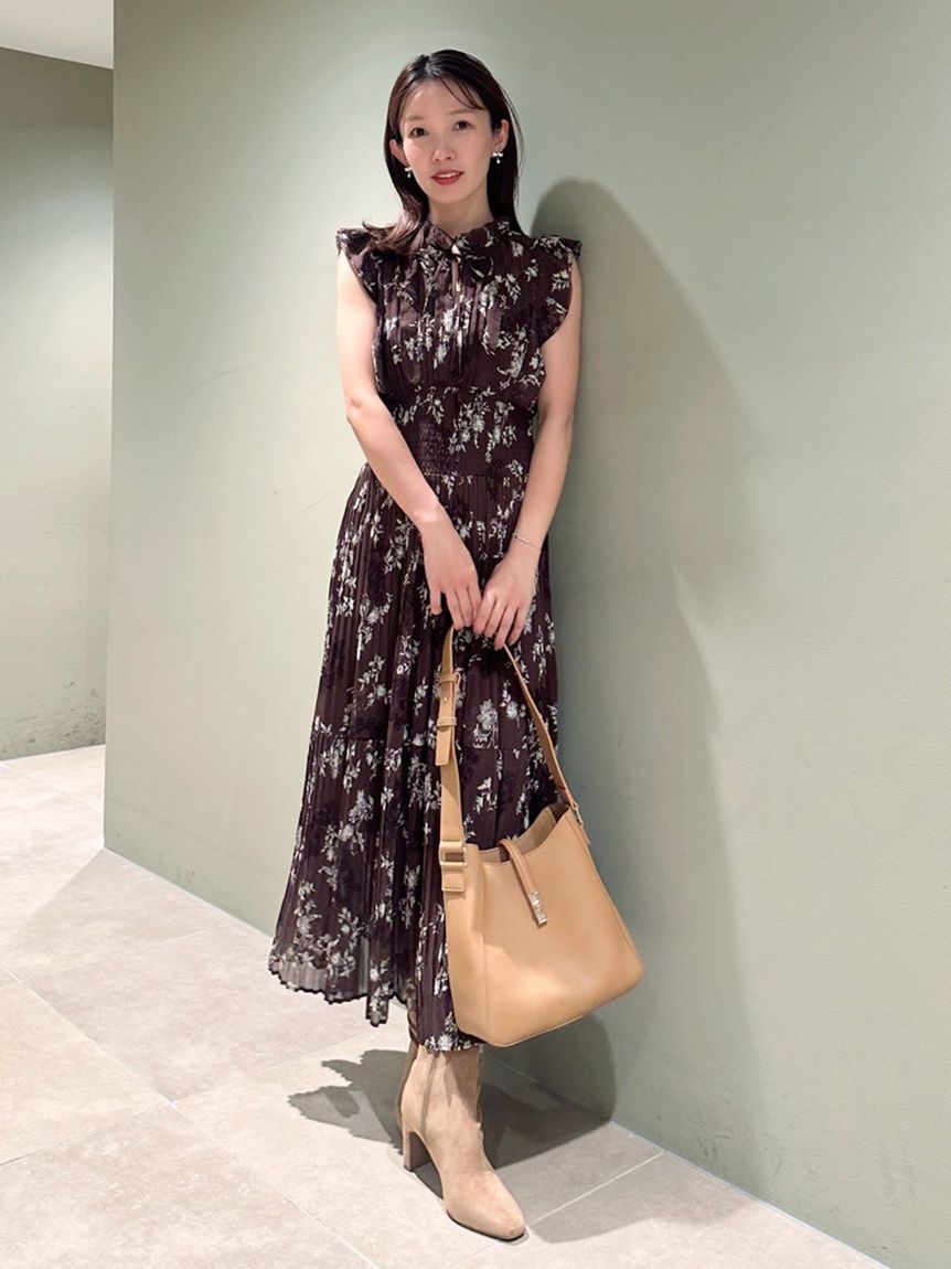 SNIDEL「【00サイズあり】プリントプリーツシャーリングワンピース」|ワンピース|