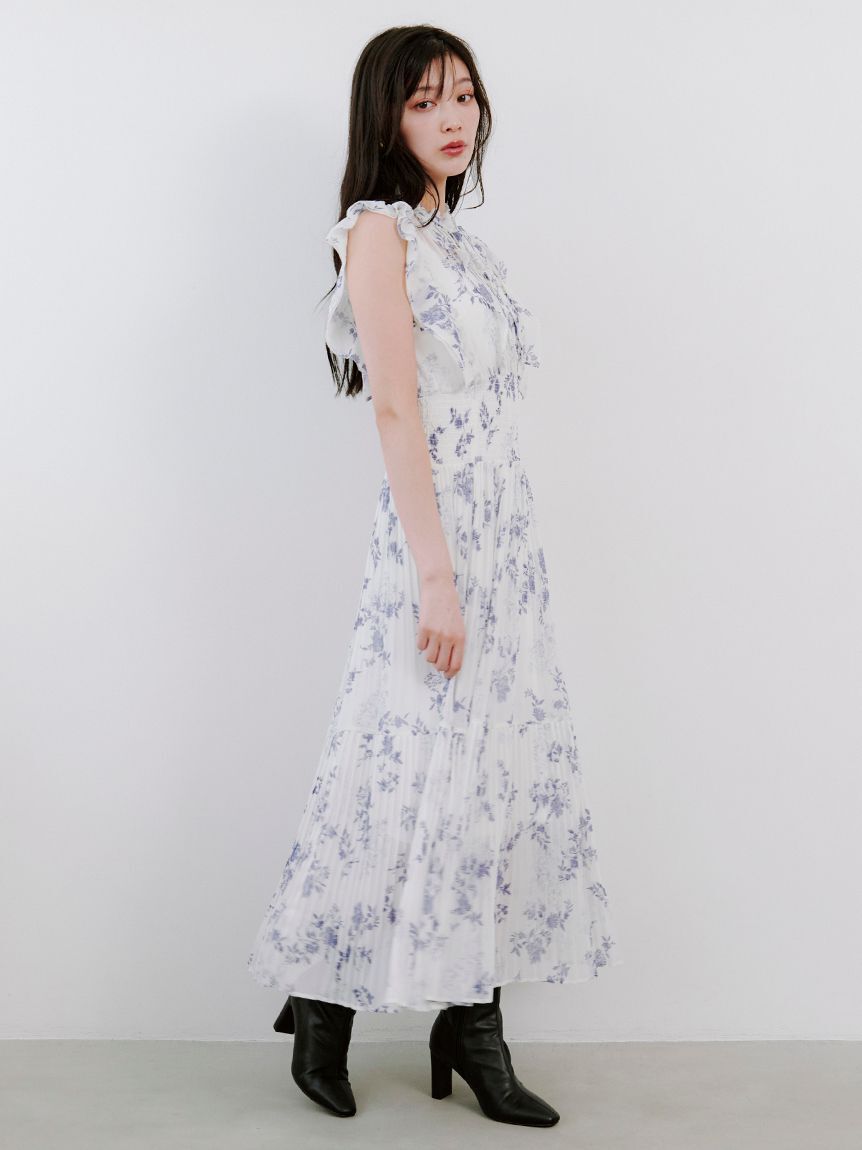 SNIDEL「【00サイズあり】プリントプリーツシャーリングワンピース」|ワンピース|