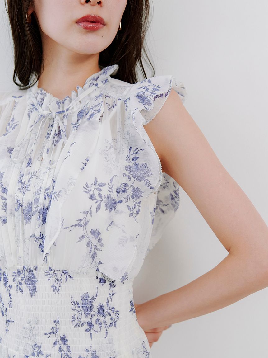 SNIDEL「【00サイズあり】プリントプリーツシャーリングワンピース」|ワンピース|