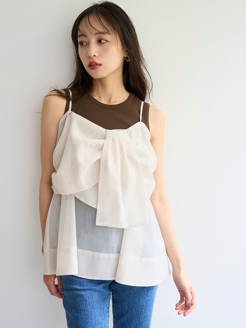 SNIDEL「デザインブラウスSETノースリカットソー」|タンクトップ|