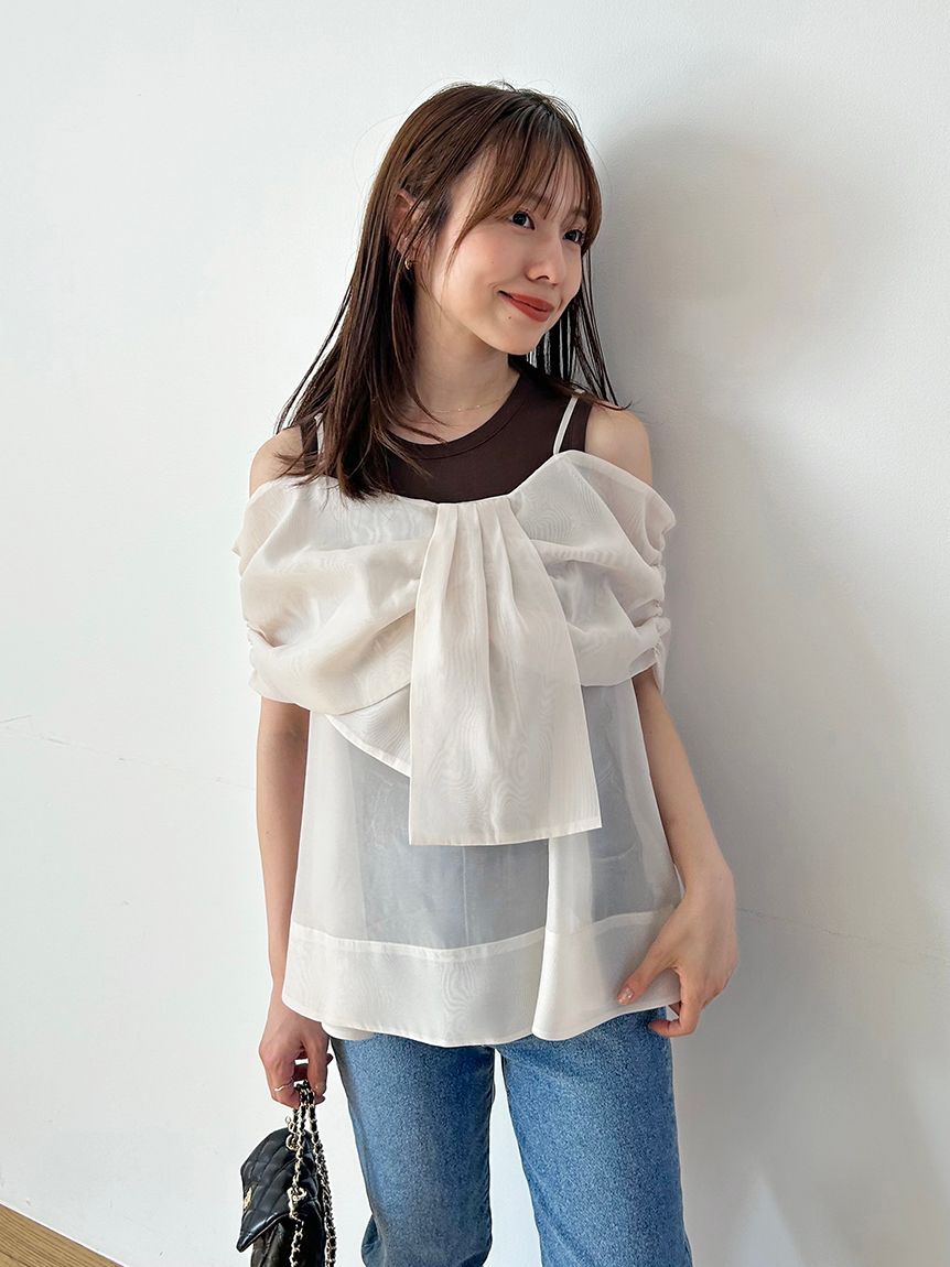 SNIDEL「デザインブラウスSETノースリカットソー」|タンクトップ|