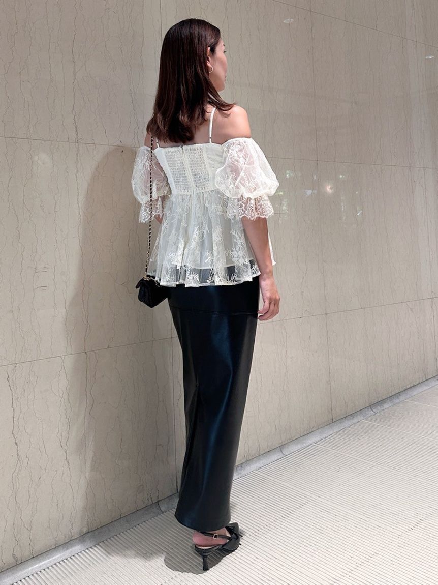 SNIDEL「バリエオフショルレースチュニック」|チュニック|
