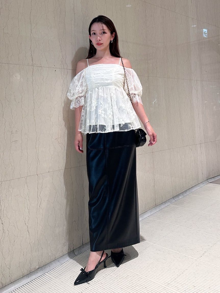 SNIDEL「バリエオフショルレースチュニック」|チュニック|