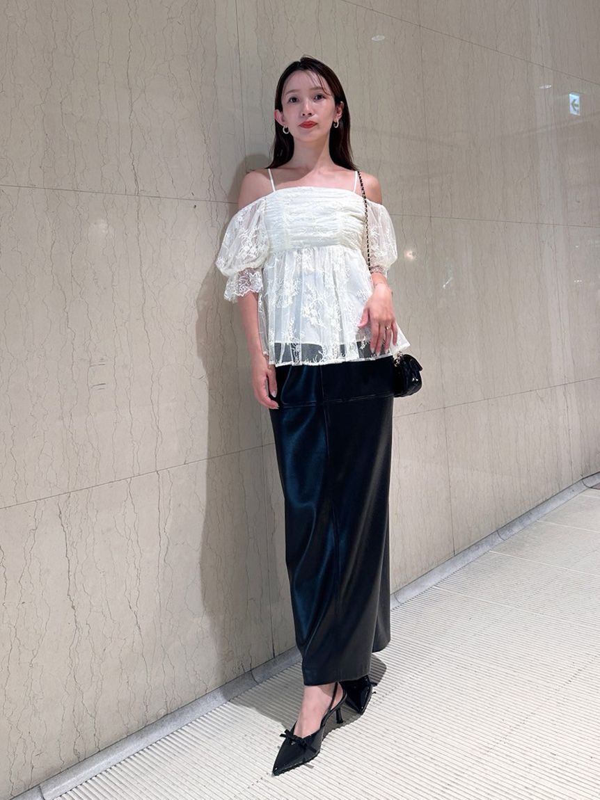 SNIDEL「バリエオフショルレースチュニック」|チュニック|