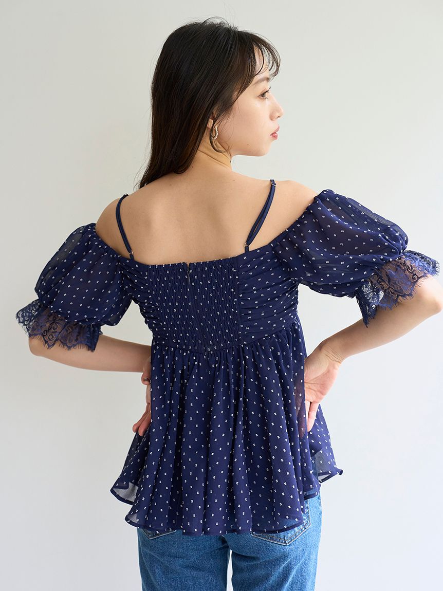 SNIDEL「バリエオフショルレースチュニック」|チュニック|