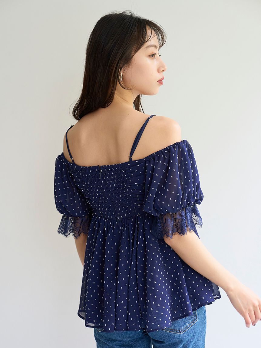 SNIDEL「バリエオフショルレースチュニック」|チュニック|