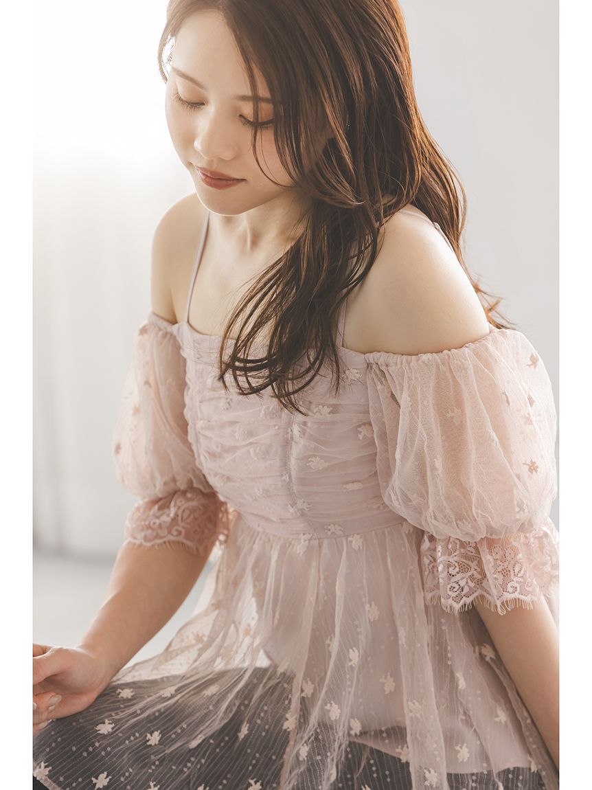 SNIDEL「バリエオフショルレースチュニック」|チュニック|