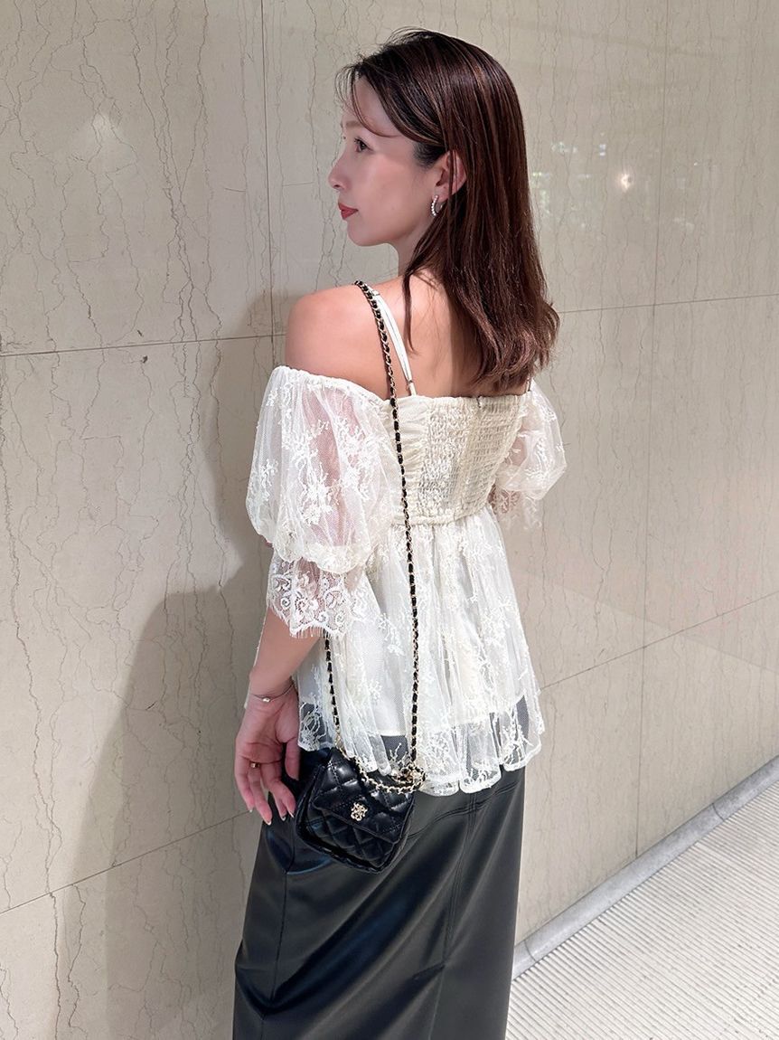 SNIDEL「バリエオフショルレースチュニック」|チュニック|