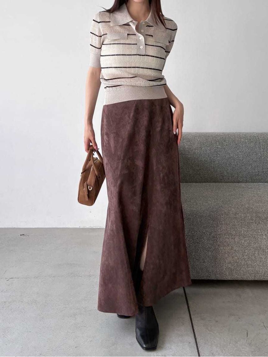 FRAY I.D「レザーライクナロースカート」|スカート|