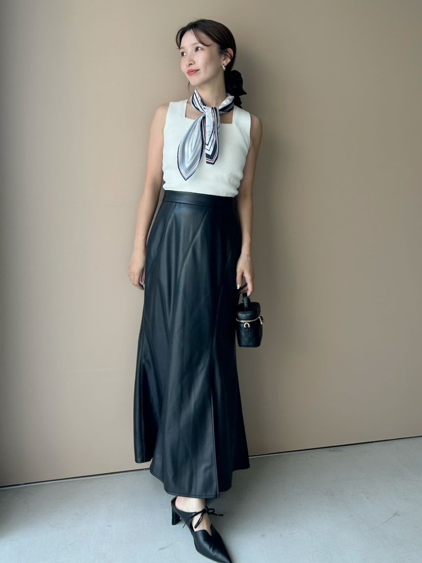 FRAY I.D「レザーライクナロースカート」|スカート|BLK