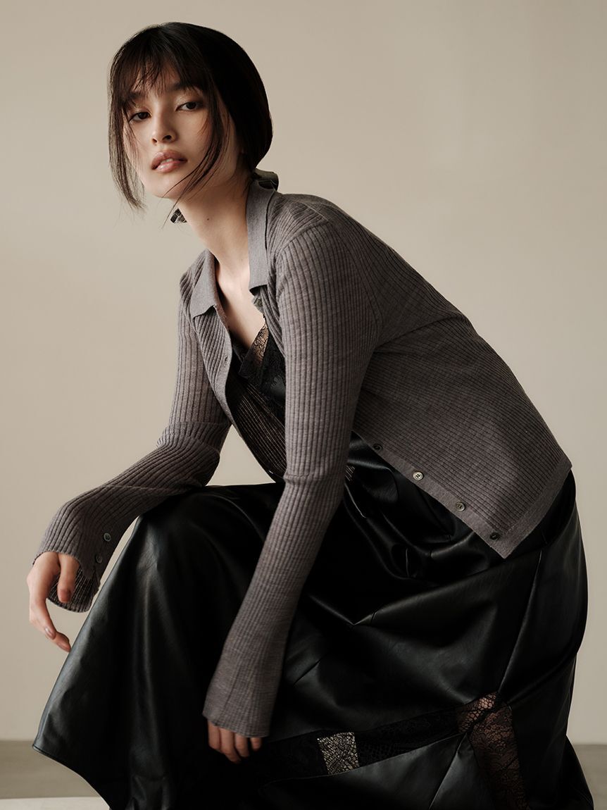 FRAY I.D「ウールブレンドポロカラーニット」|ニット・セーター|GRY