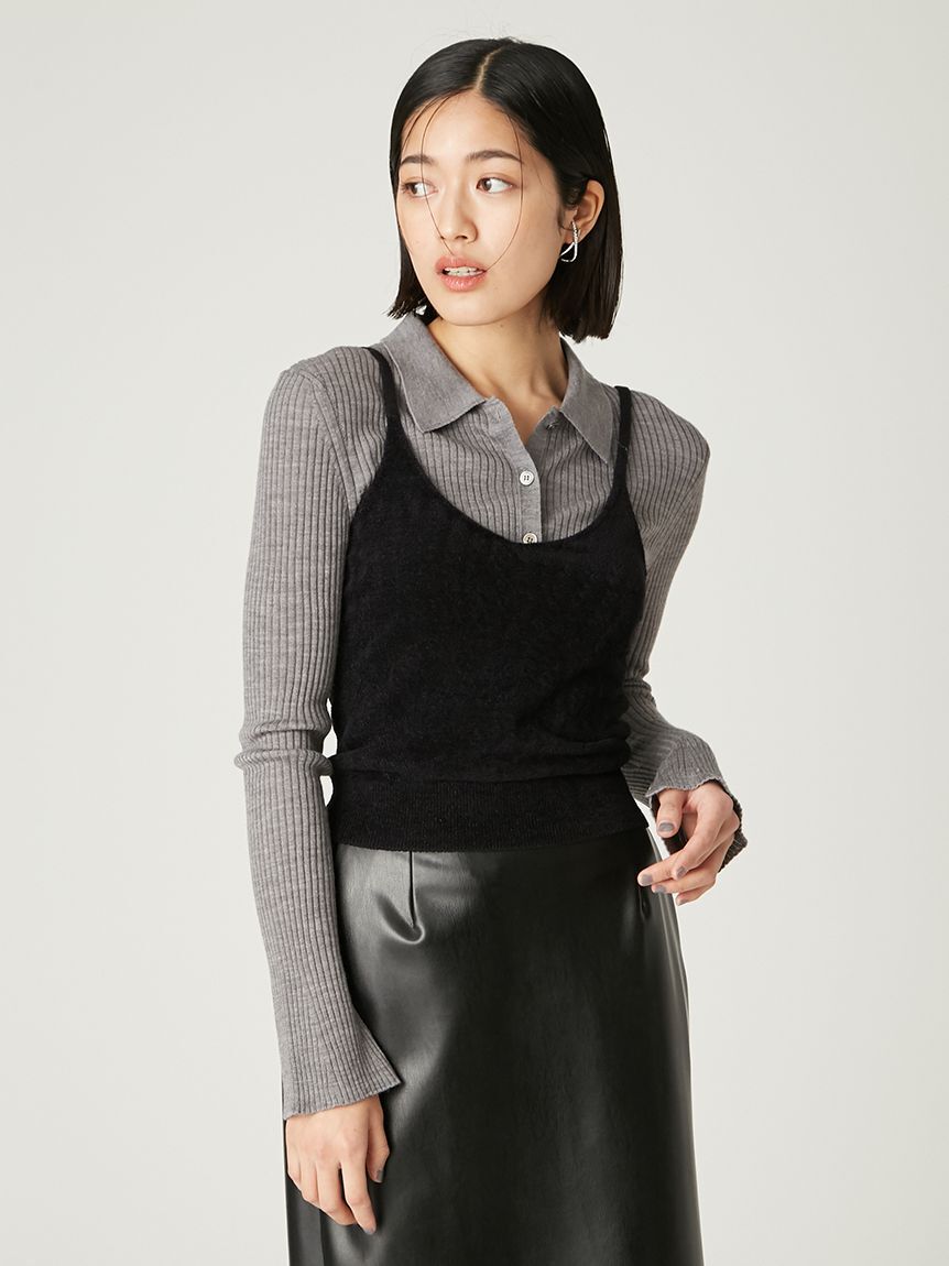 FRAY I.D「ウールブレンドポロカラーニット」|ニット・セーター|