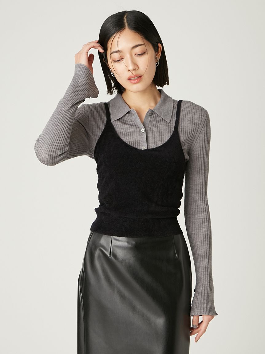 FRAY I.D「ウールブレンドポロカラーニット」|ニット・セーター|