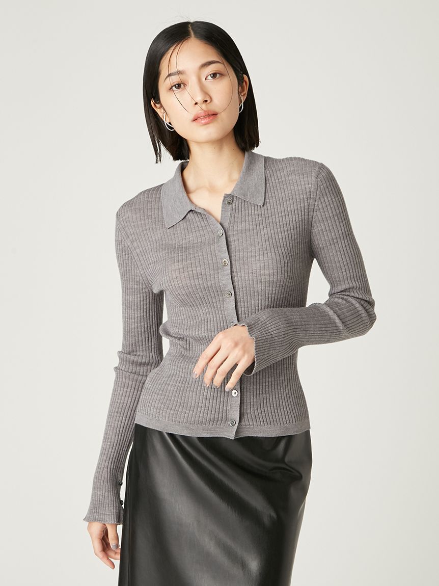 FRAY I.D「ウールブレンドポロカラーニット」|ニット・セーター|