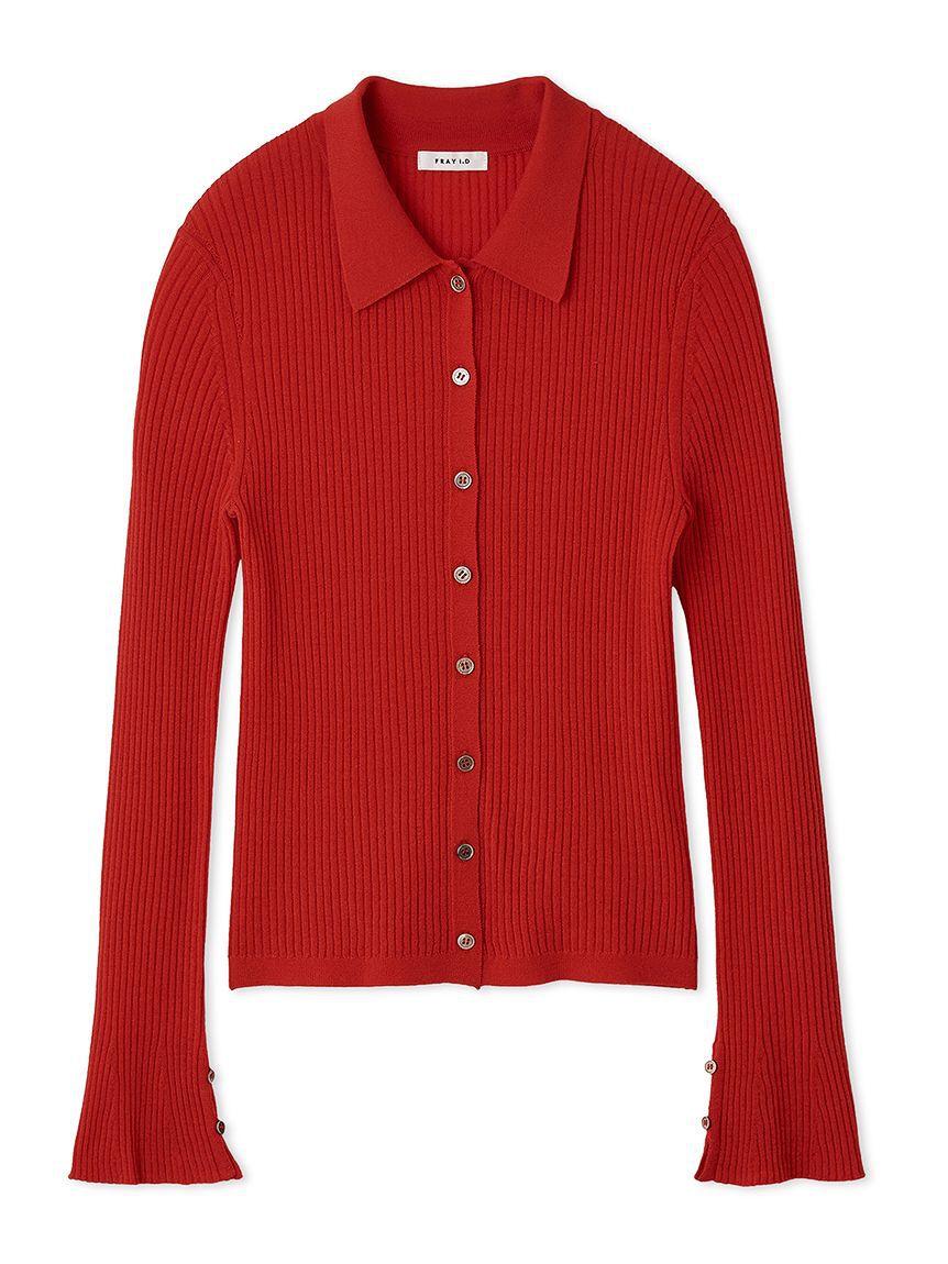 FRAY I.D「ウールブレンドポロカラーニット」|ニット・セーター|RED