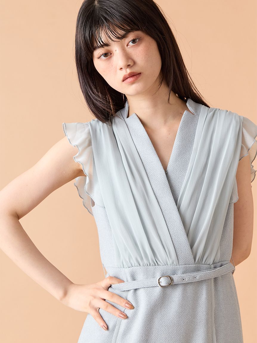 LILY BROWN「シフォンレイヤードツイードワンピース」|ワンピース|