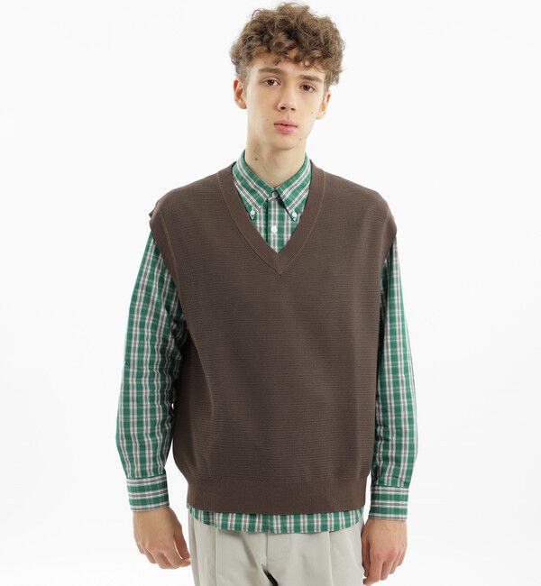MACKINTOSH PHILOSOPHY「フラッフィーニット Vネックオーバーベスト」|ニット・セーター|ダークブラウン
