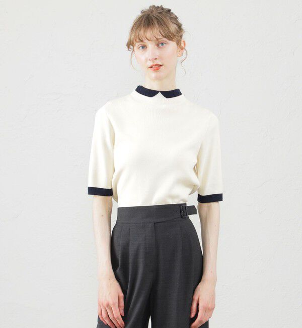 MACKINTOSH PHILOSOPHY「Cleric Collar Knit半袖」|ニット・セーター|オフホワイト