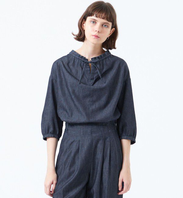 MACKINTOSH PHILOSOPHY「ライトデニムフリルカラーシャツ」|シャツ・ブラウス|ネイビー