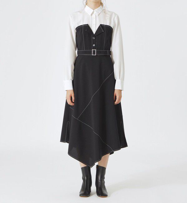  「ブラックビスチェコンビワンピース」|ワンピース|