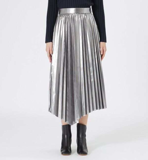  「シャイニーアシンメトリープリーツスカート」|スカート|