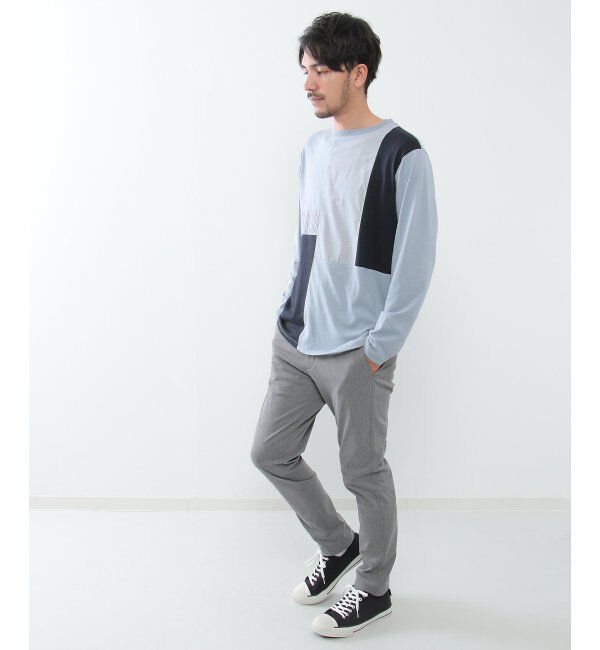 ikka「ストライプミックス切り替えロンT」|Tシャツ・カットソー|