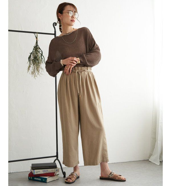 ikka「【雑誌 InRed 6月号掲載】麻混ベルト付きワイドパンツ」|その他|
