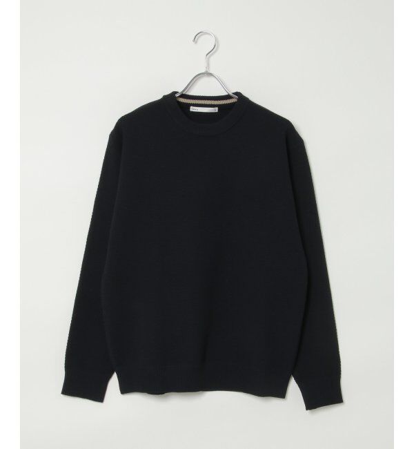 ikka「ラクカルニット鹿の子クルーネック」|プルオーバー|ネイビー