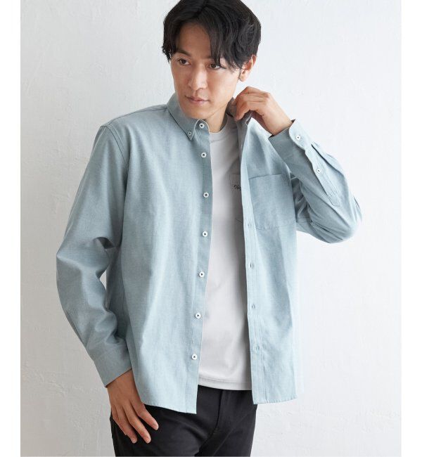 ikka「【吸水速乾】イージーケアオックスボタンダウンシャツ」|シャツ・ブラウス|グリーン
