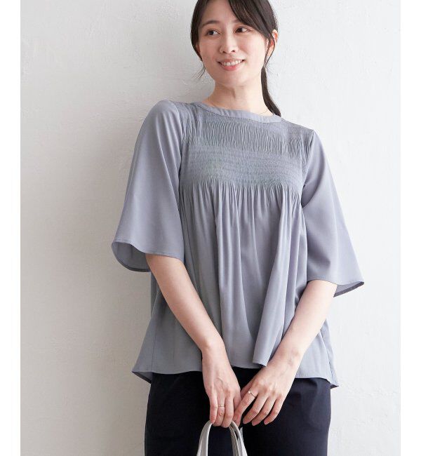 ikka「マジョリカプリーツブラウス」|シャツ・ブラウス|ブルー