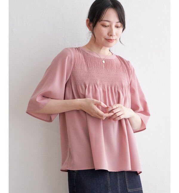 ikka「マジョリカプリーツブラウス」|シャツ・ブラウス|ピンク