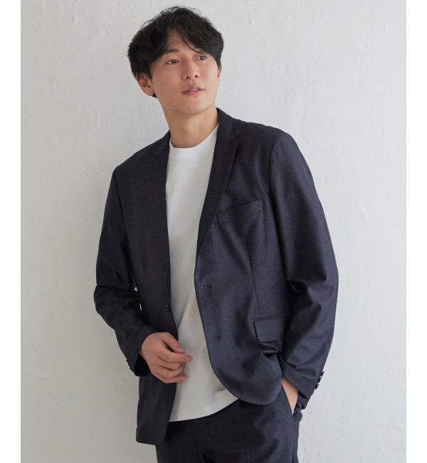 IKKA LOUNGE「【セットアップ対応】メッシュチェックテーラードジャケット」|テーラードジャケット|ネイビー