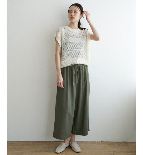 ikka「麻混ベルト付きワイドパンツ」|その他|