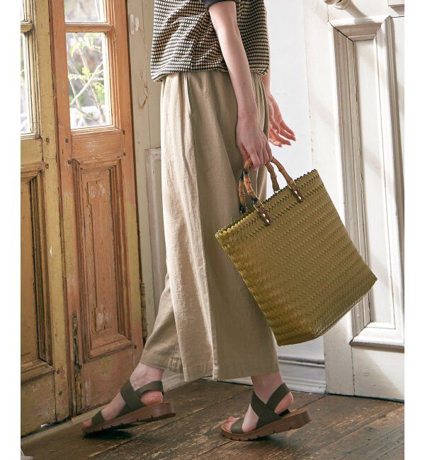 ikka「麻混ベルト付きワイドパンツ」|その他|