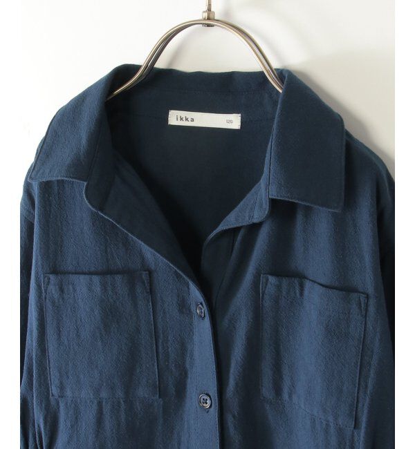 ikka kids「【親子おそろい】8分袖スキッパーシャツワンピース（120~160cm）」|スカート|