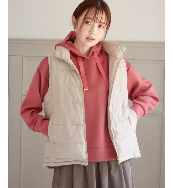ikka「細コールボリューム襟ベスト」|ダウンベスト・ベスト|ベージュ