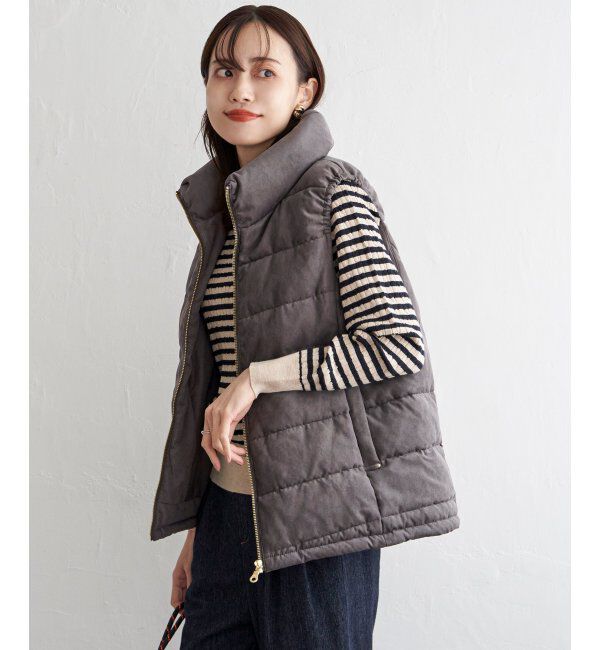 ikka「細コールボリューム襟ベスト」|ダウンベスト・ベスト|