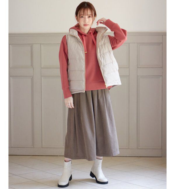 ikka「細コールボリューム襟ベスト」|ダウンベスト・ベスト|